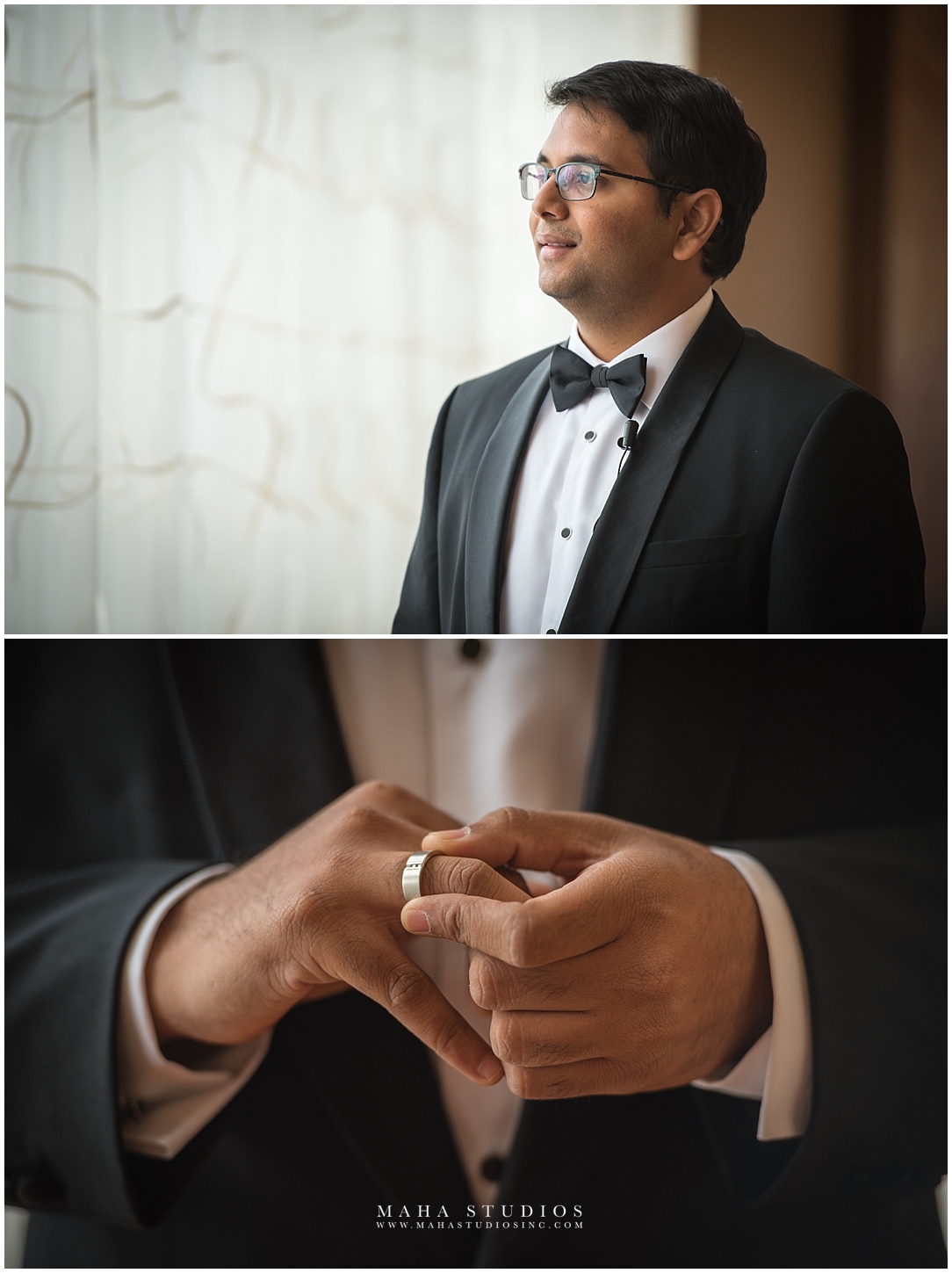 Telegu Groom Portrait at Chicago Indian Wedding in Marriott O'Hare
