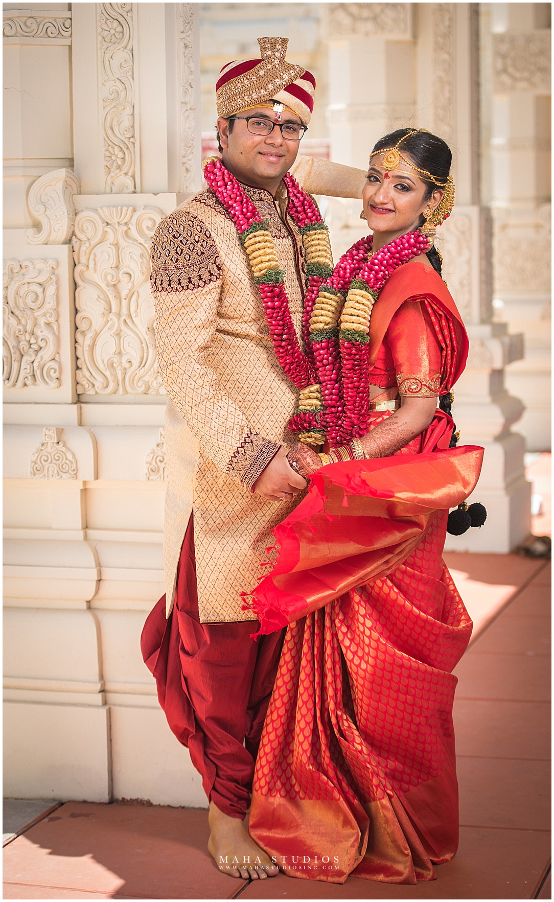 South Indian Bride and Groom at Chicago Hindu Temple