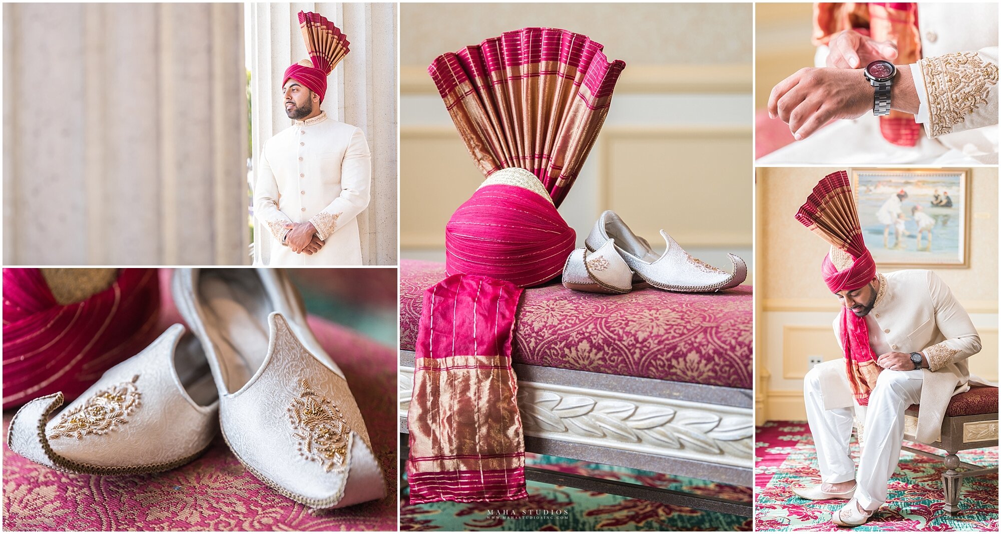 Haris was impeccably dressed. He paired his red turban with a crisp creme colored sherwani. I loved the contrast in colors for this groom’s outfit!