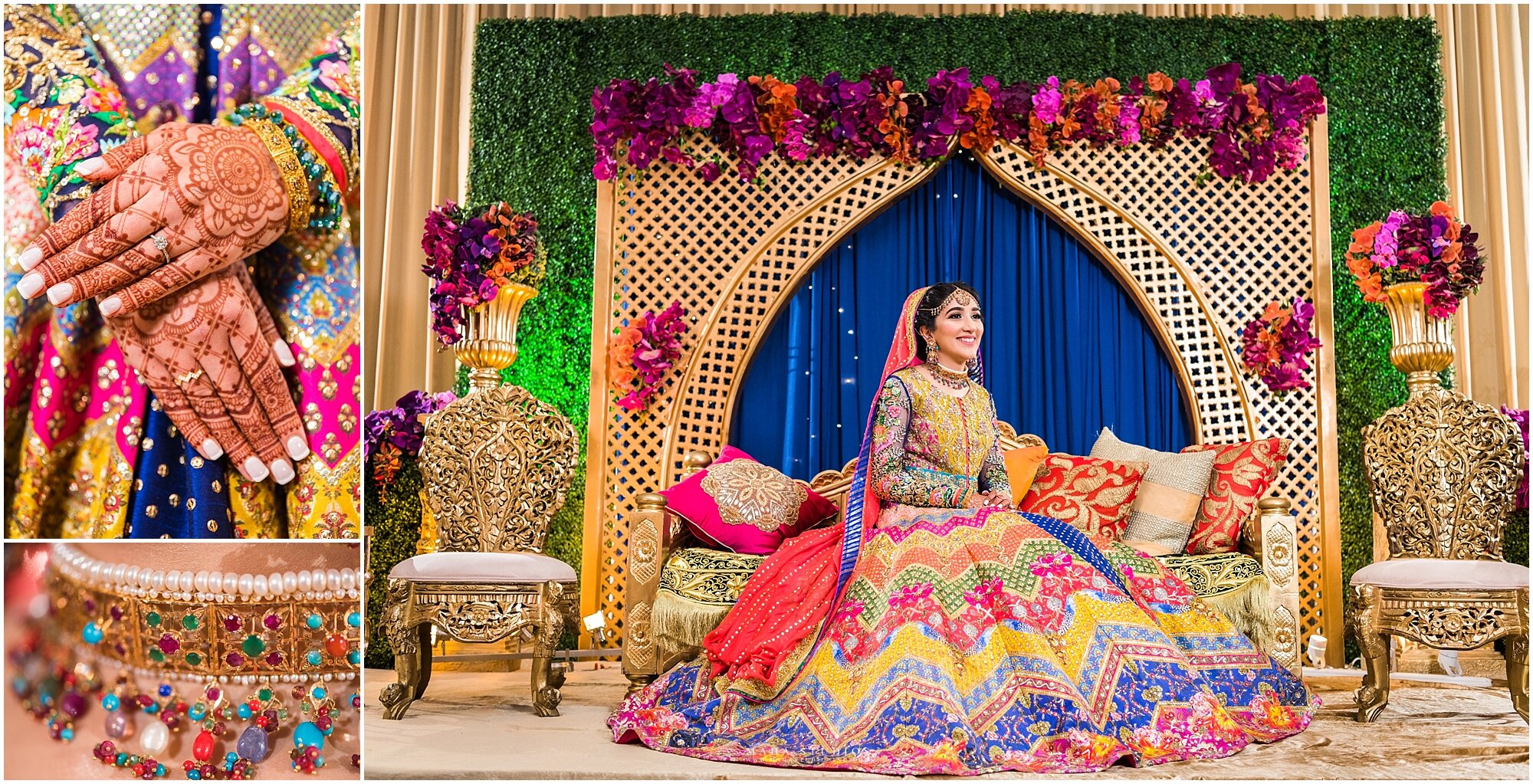 Mehndi Bridal Outfit by Nomi Ansari photographed by Chicago Wedding Photographer Maha Studios