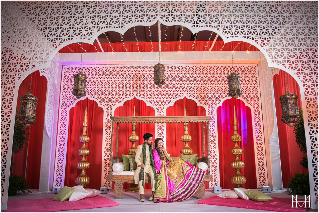 Indian bride and groom at Mehndi Party at Gaylord Palms Resort in Orlando Florida by Maha Studios