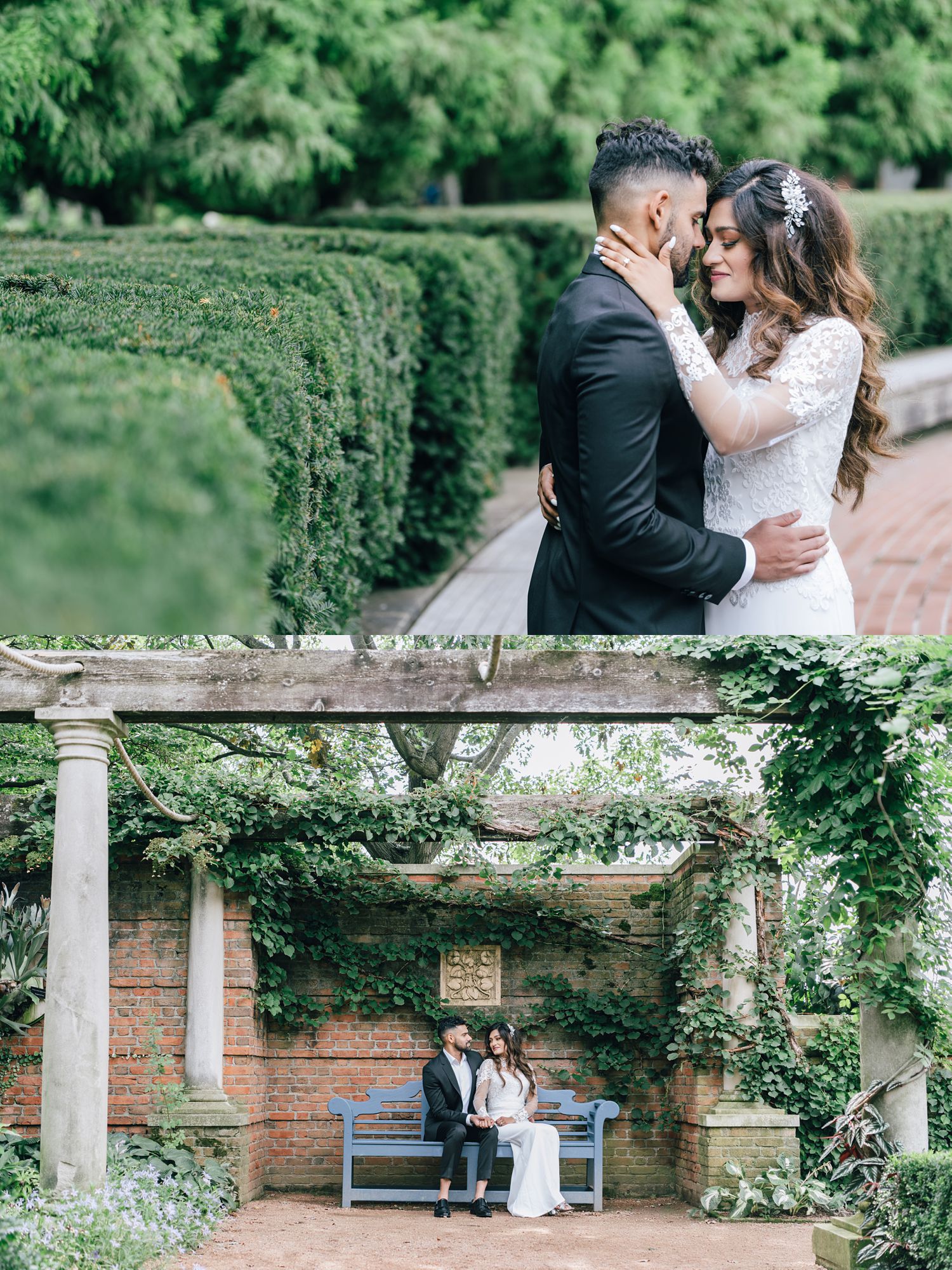 Candid wedding pose at Chicago Garden photographed by Maha Studios