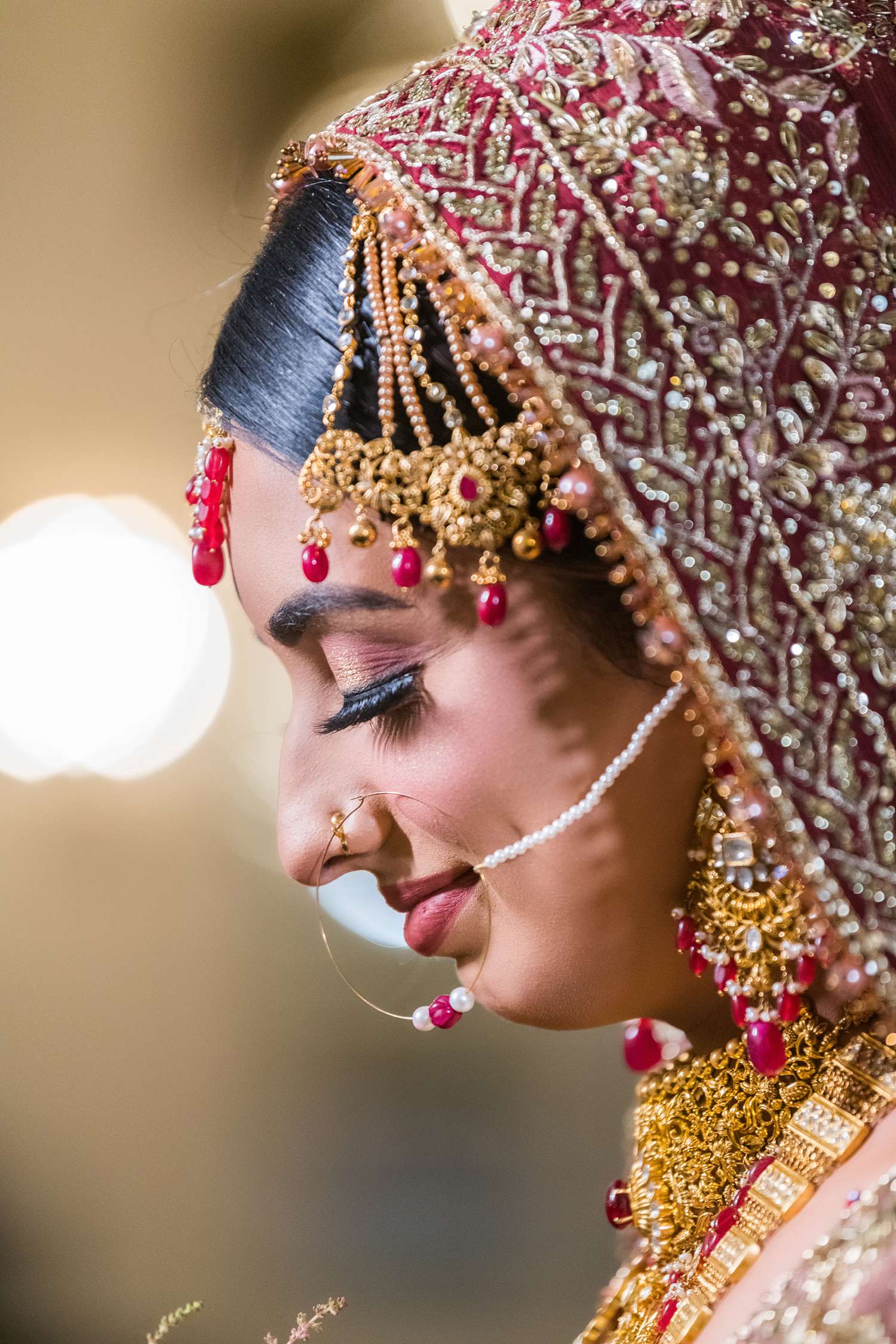 Closeup Pakistani bridal detail photographed by chicago wedding photographer Maha Studios