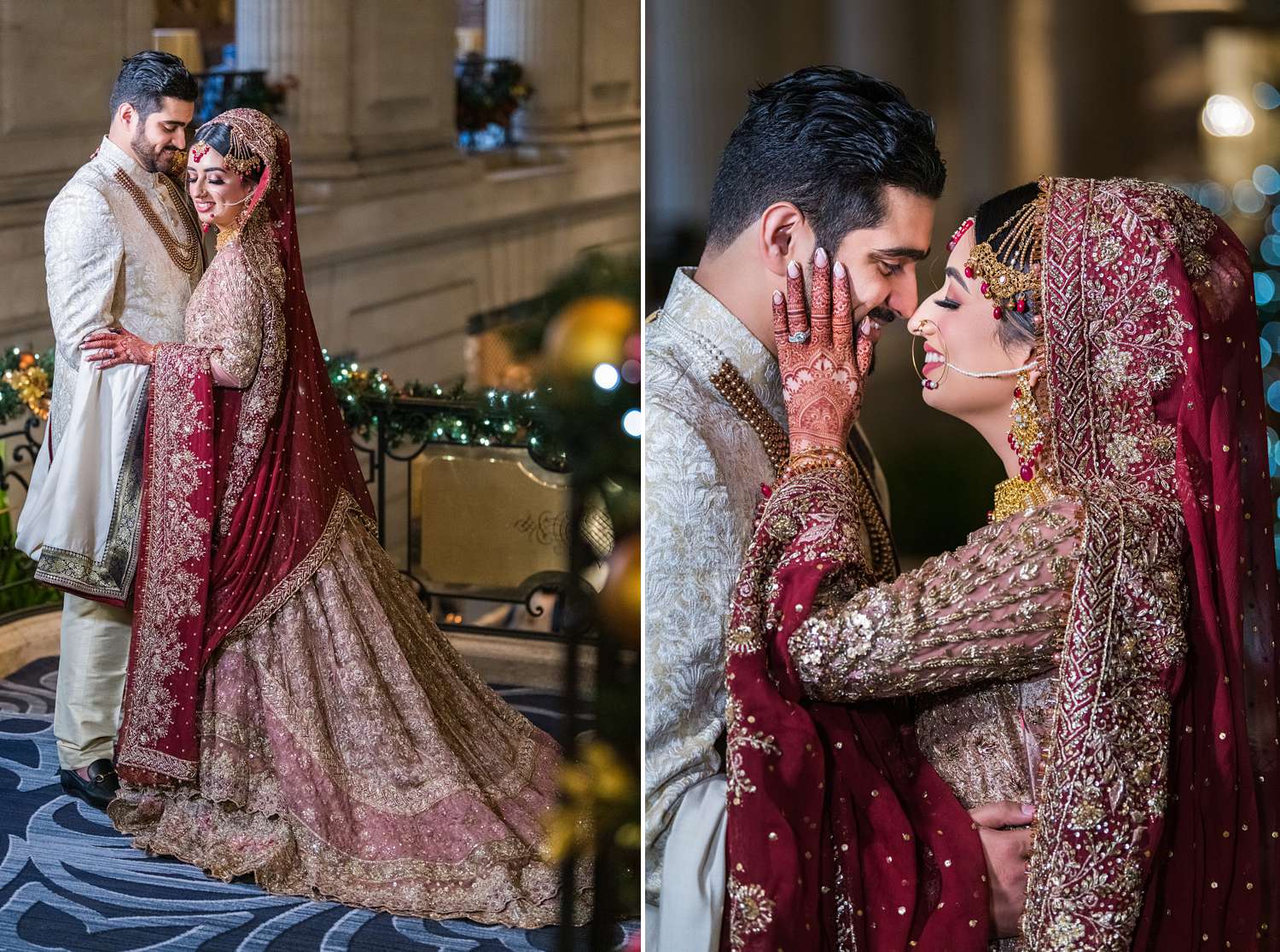 Winter Chicago Pakistani wedding portraits at Hilton Chicago photographed by photographer Maha Studios