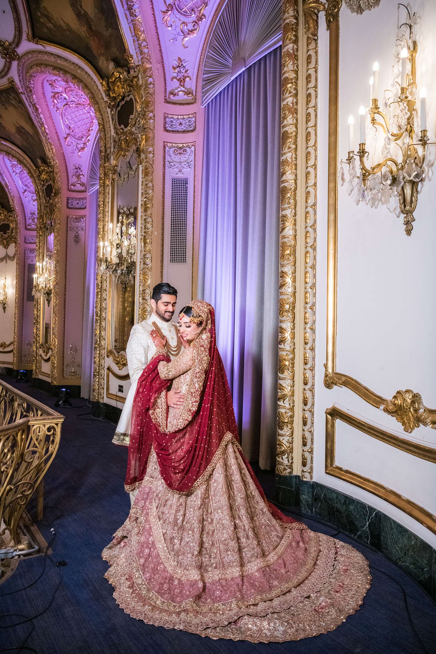 Luxury Pakistani wedding photo portrait at Hilton Chicago photographed by photographer, Maha Studios