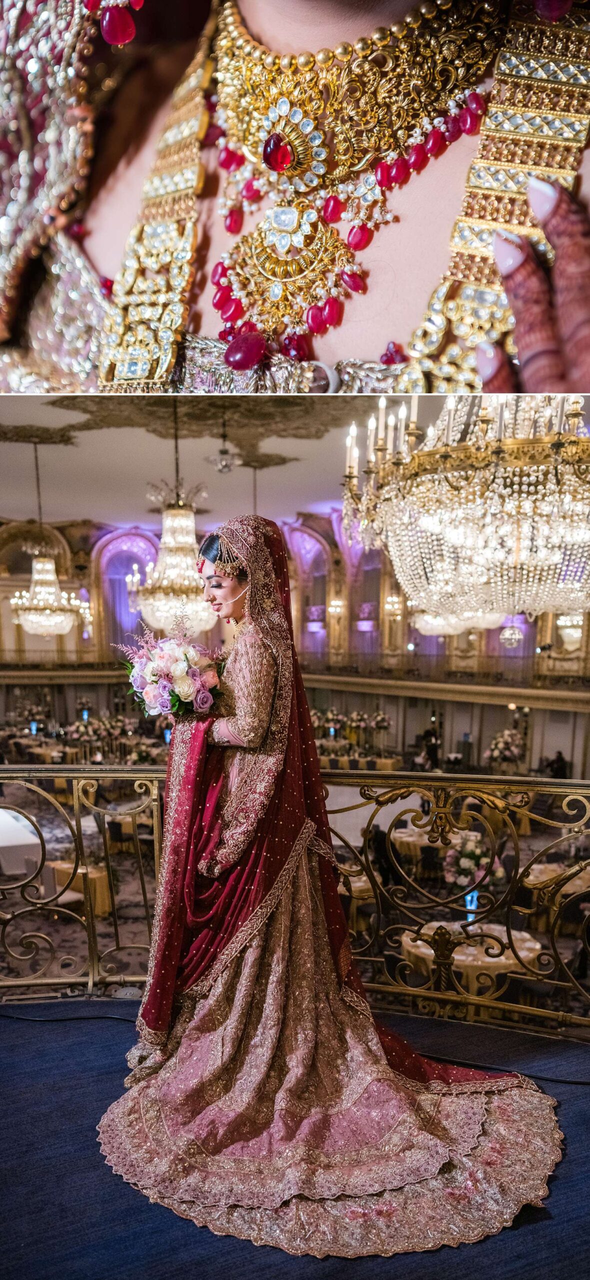 Umsha by Uzma Babar bridal lehenga worn by Pakistani bride at Hilton Chicago and photographed by Maha Studios