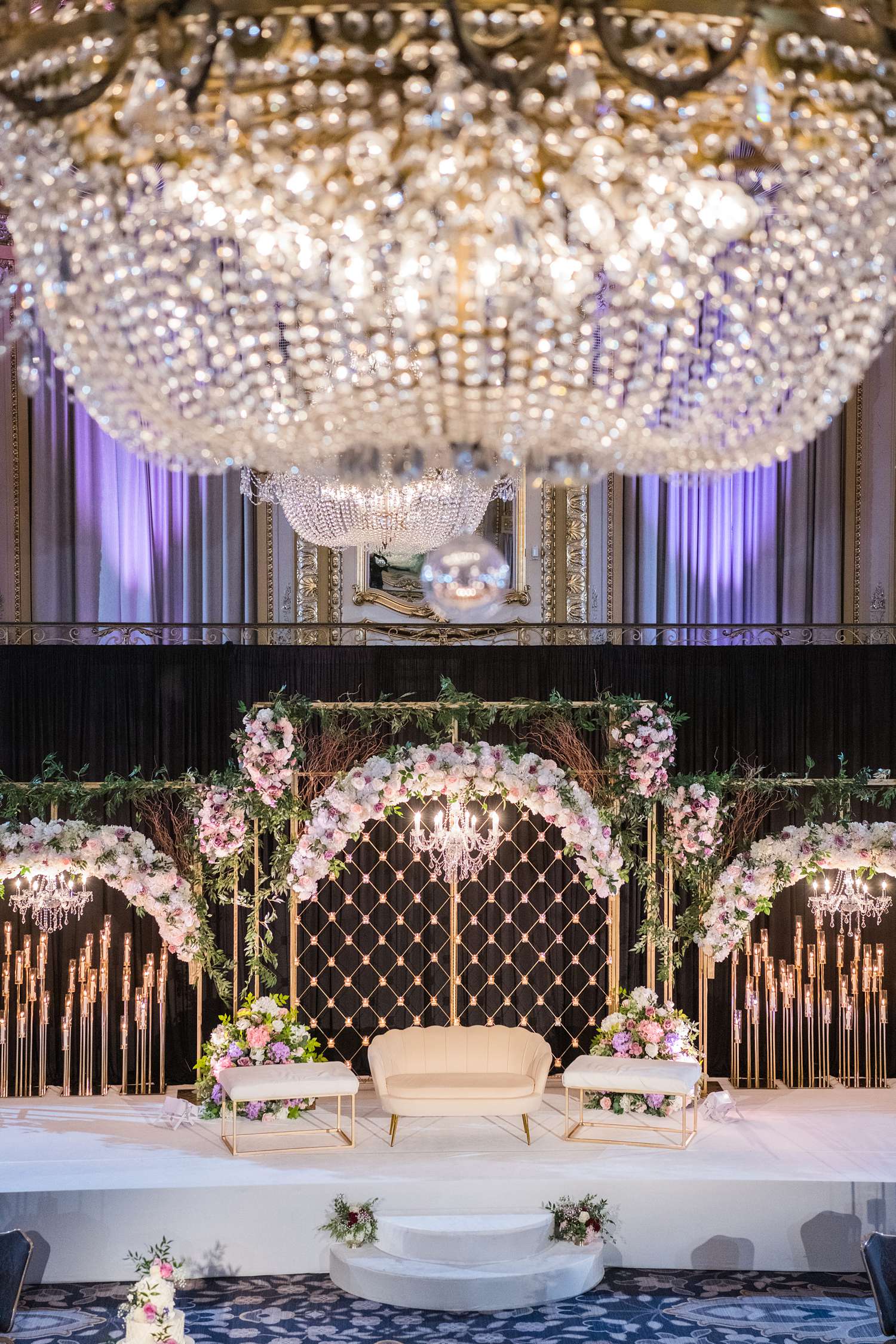 Chicago wedding decor photos in grand ballroom of Hilton