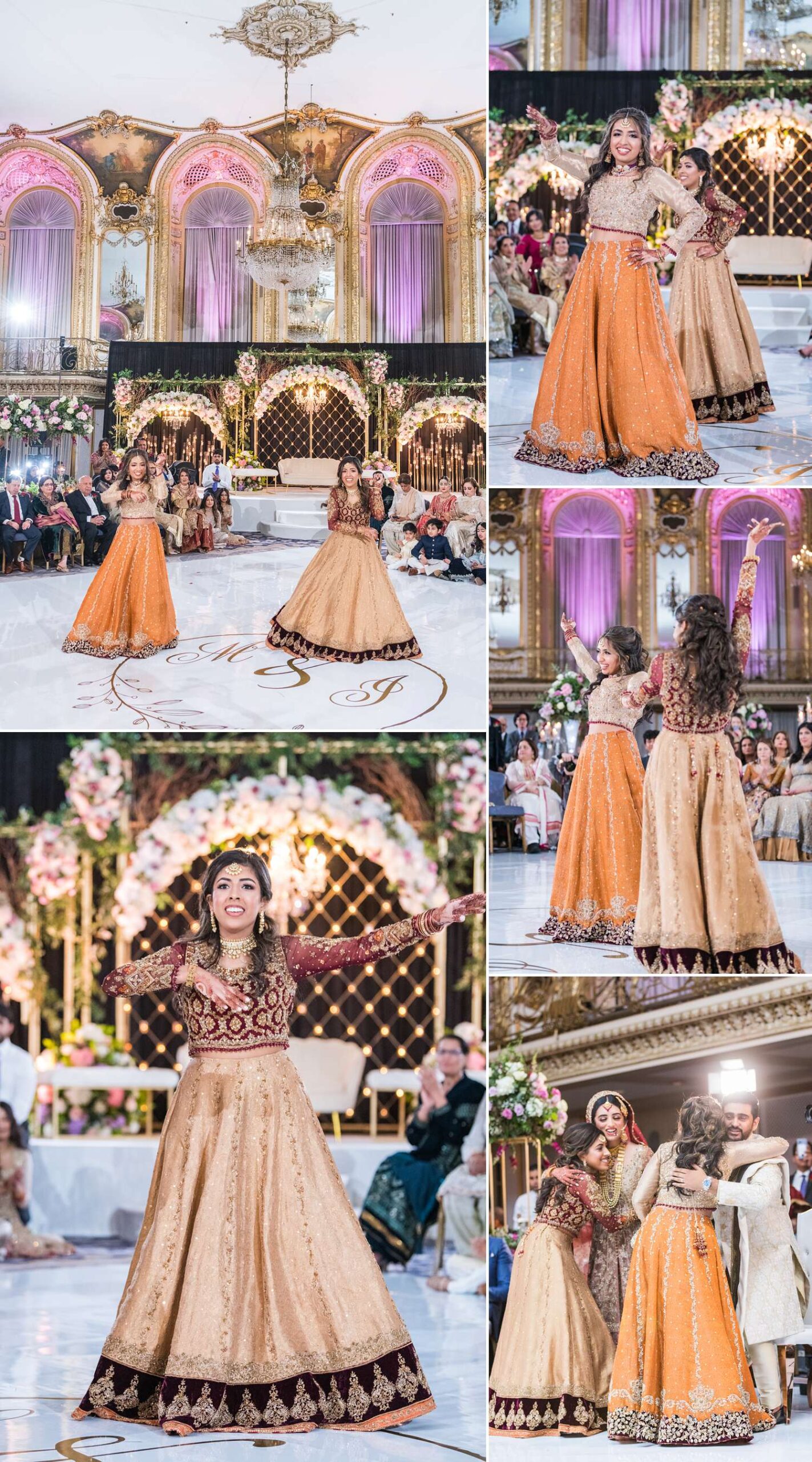 indian wedding photos at Hilton Chicago of dance performances photographed by Maha Studios
