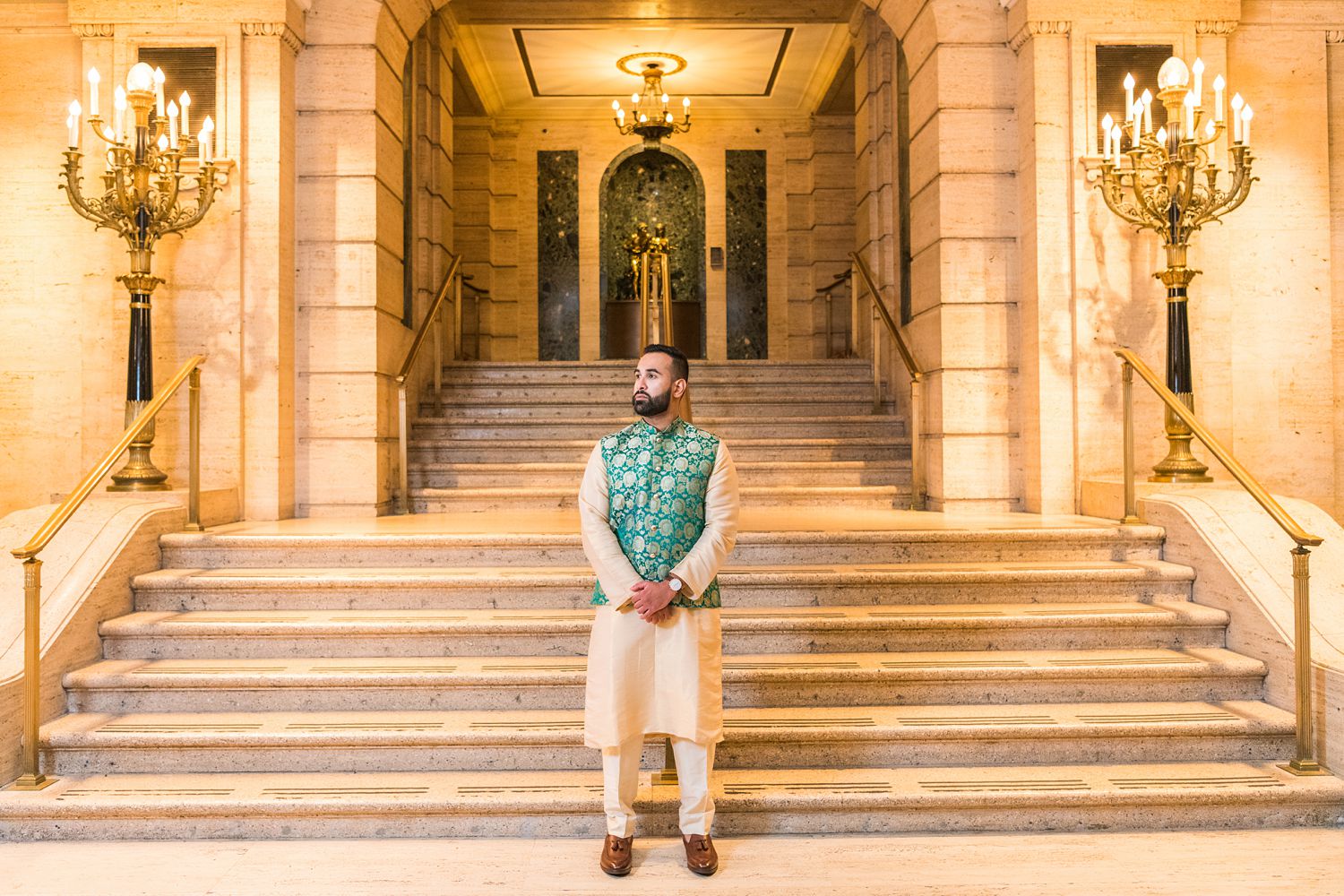 Teal Mehndi Outfit for Pakistani Groom photographed by Maha Studios