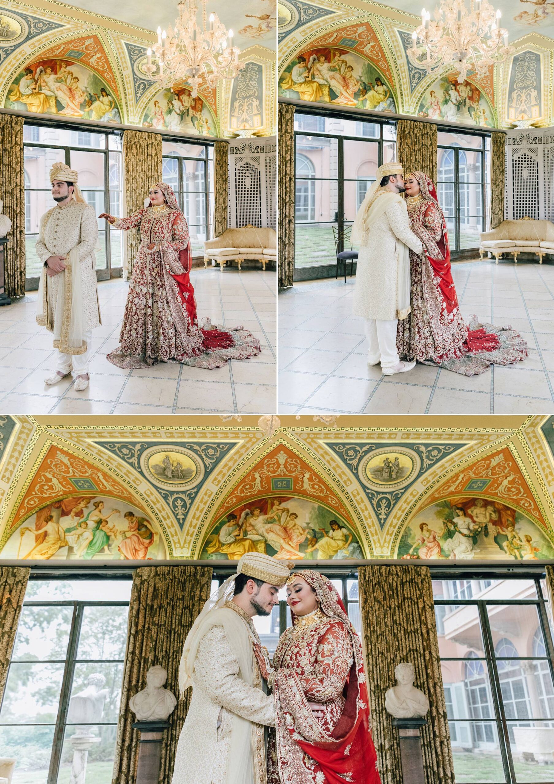 First Look Wedding Portraits at Cuneo Mansion