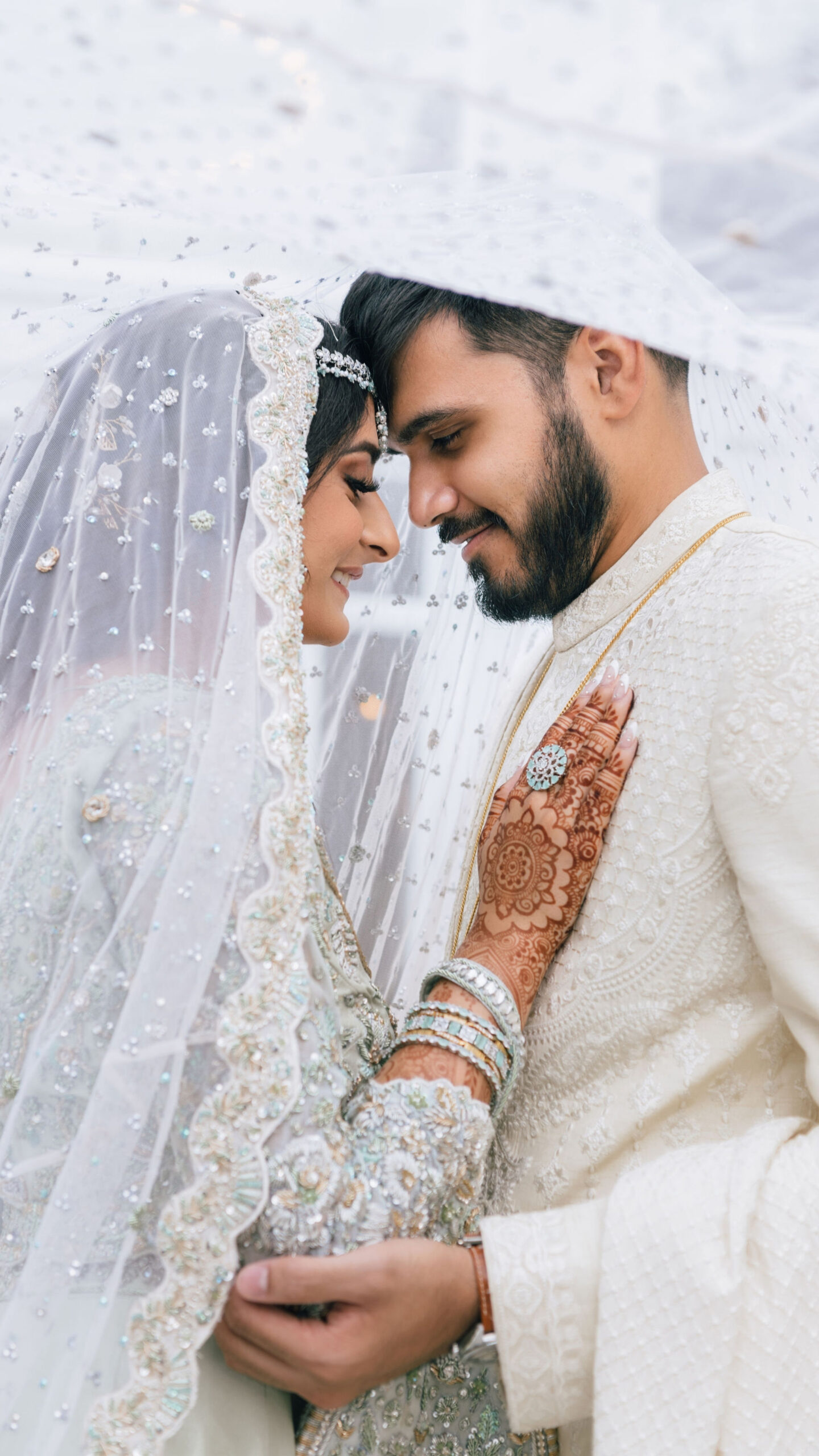 Pine Hollow Farms Wedding Photo of bride and groom under veil