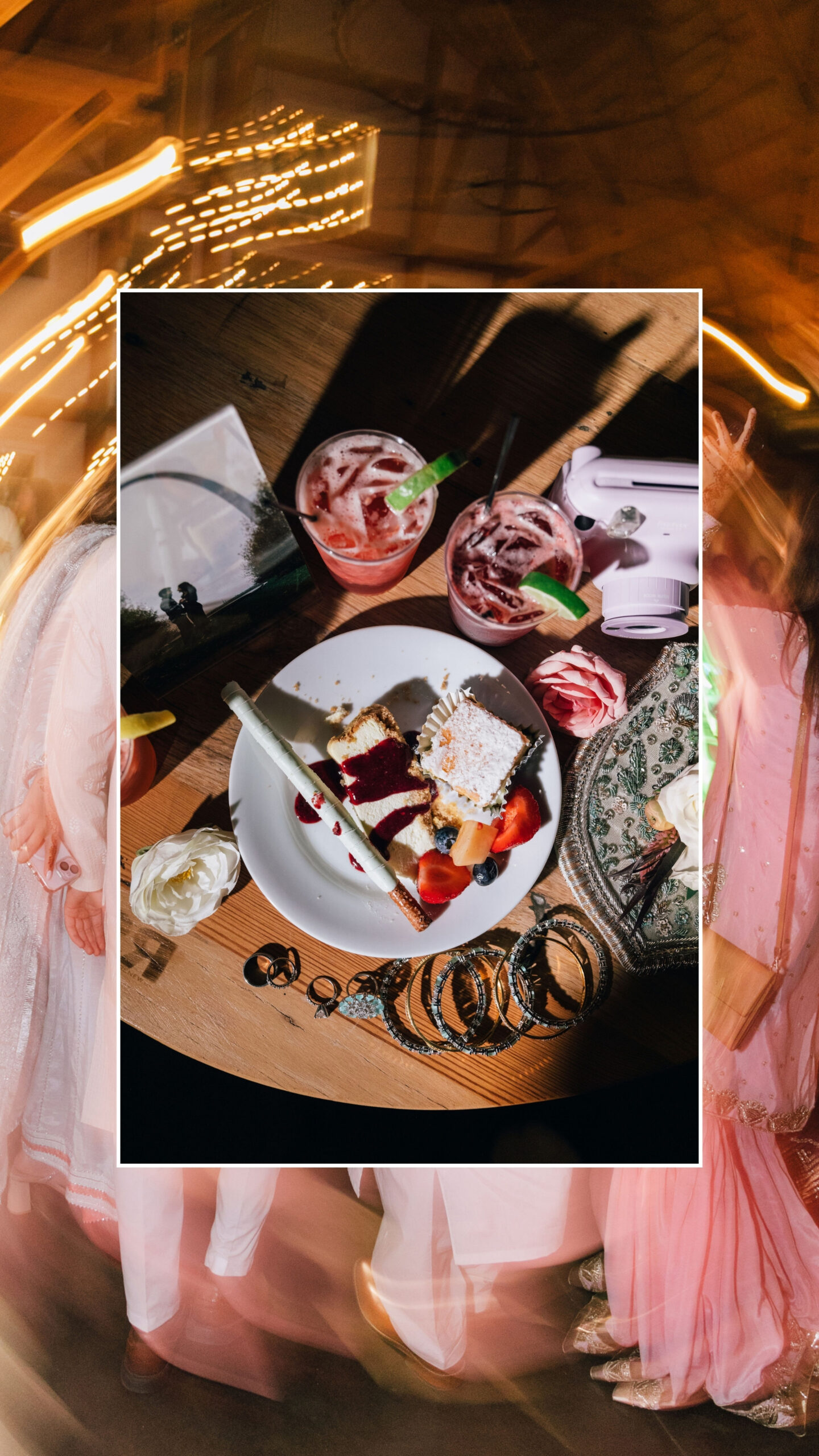 fun wedding food photo with direct flash