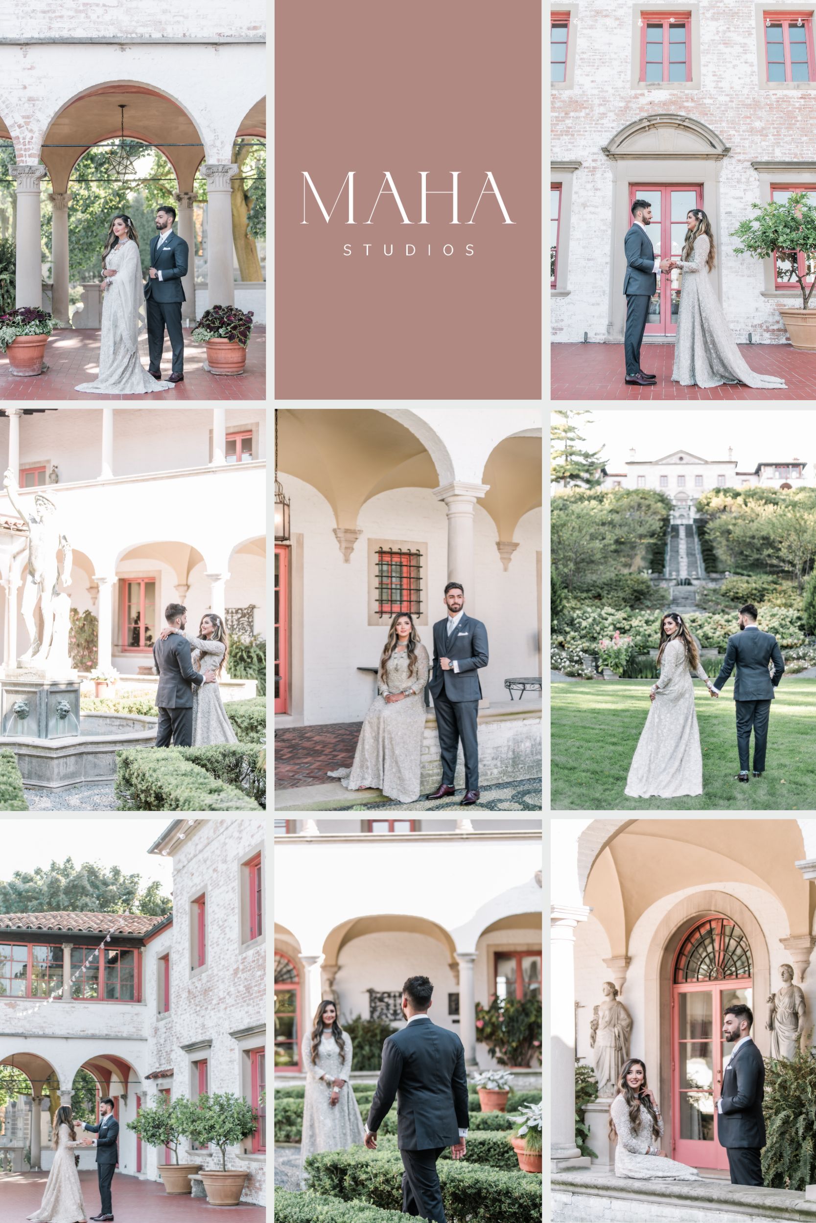 Dreamy and romantic Villa Terrace wedding photos in Milwaukee captured by Maha Studios, featuring elegant details and candid moments of the couple.