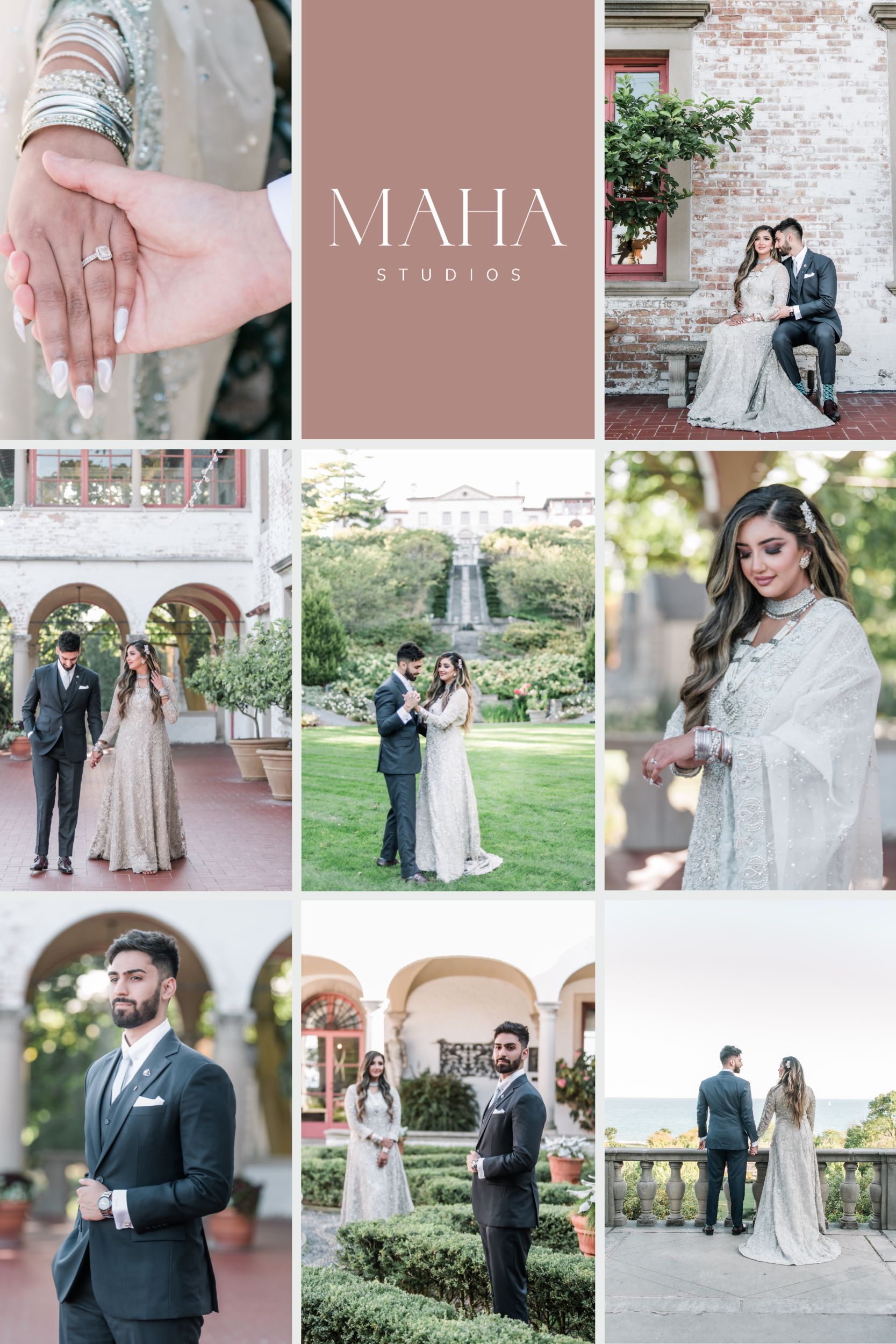 Dreamy and romantic Villa Terrace wedding photos in Milwaukee captured by Maha Studios, featuring elegant details and candid moments of the couple.