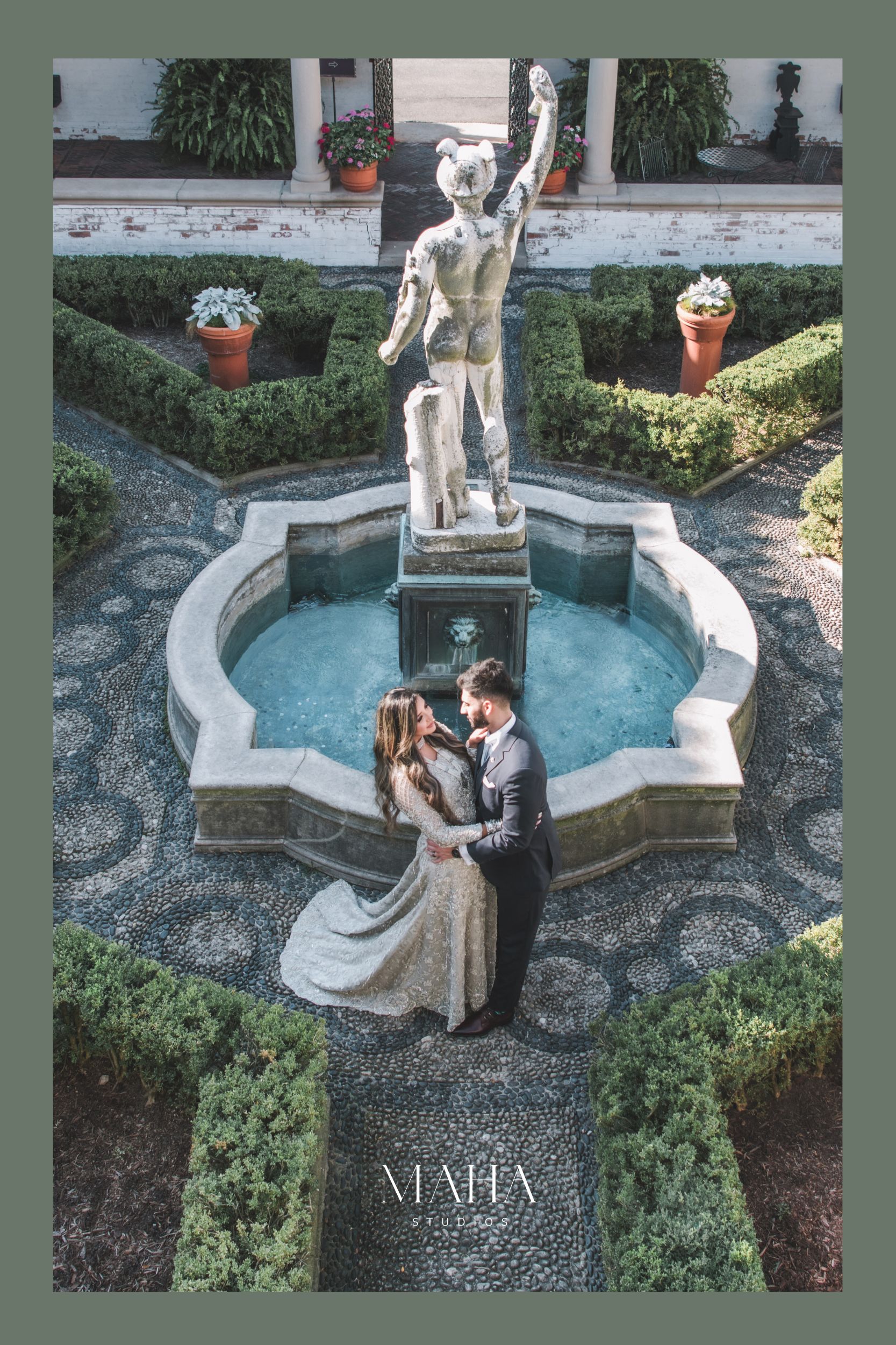 Dreamy and romantic Villa Terrace wedding photos in Milwaukee captured by Maha Studios, featuring elegant details and candid moments of the couple.