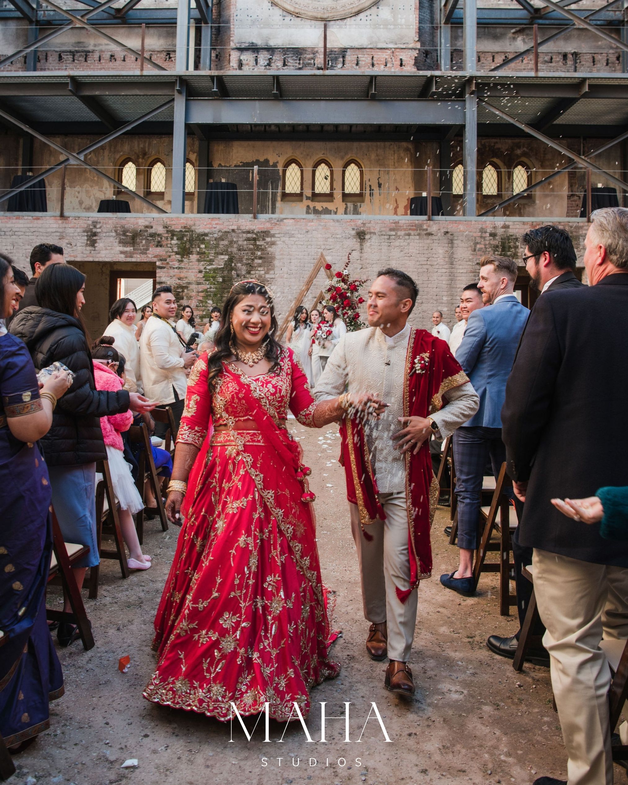 Monroe street abbey multicultural wedding exit Maha studios