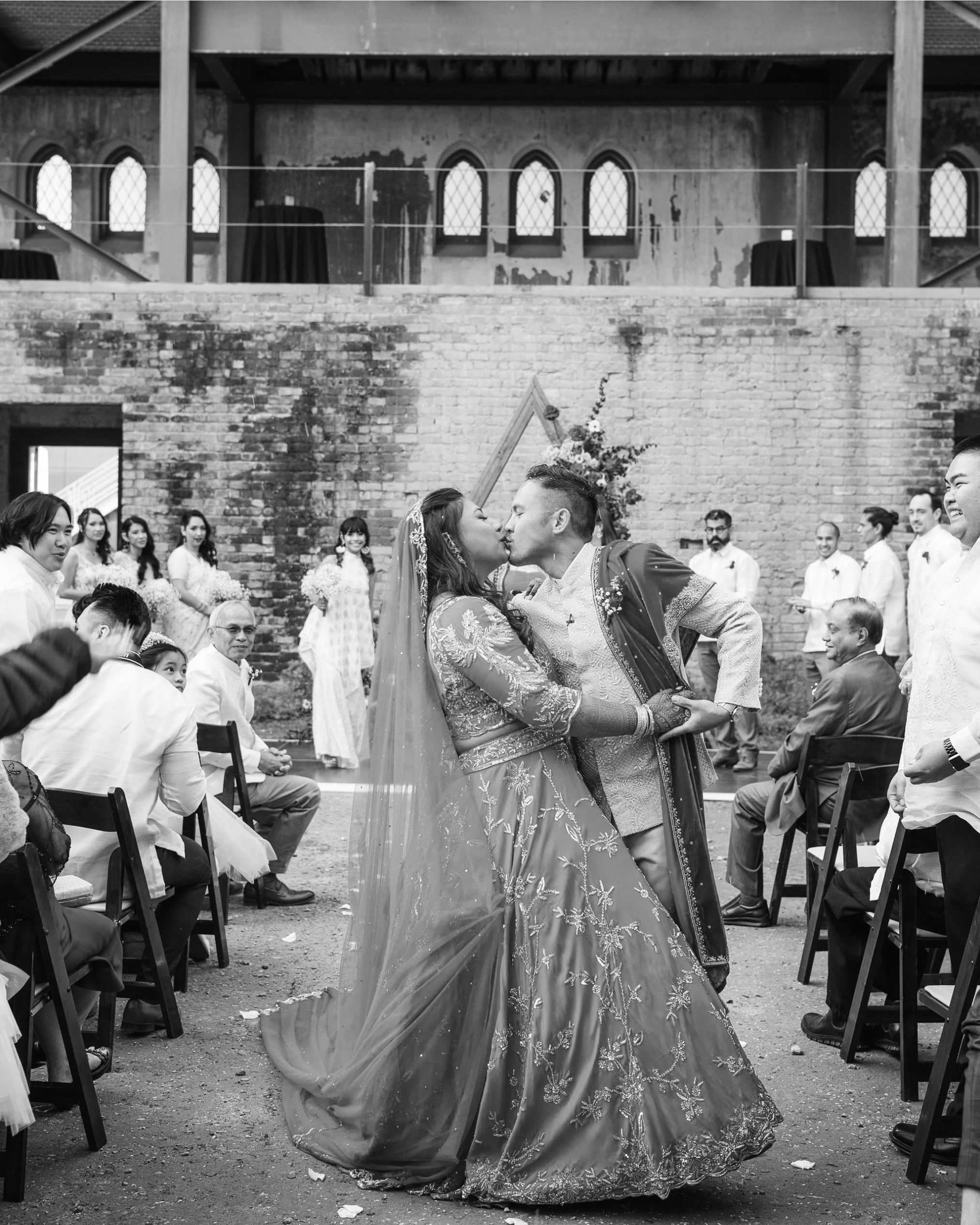 Monroe street abbey multicultural wedding exit Maha studios