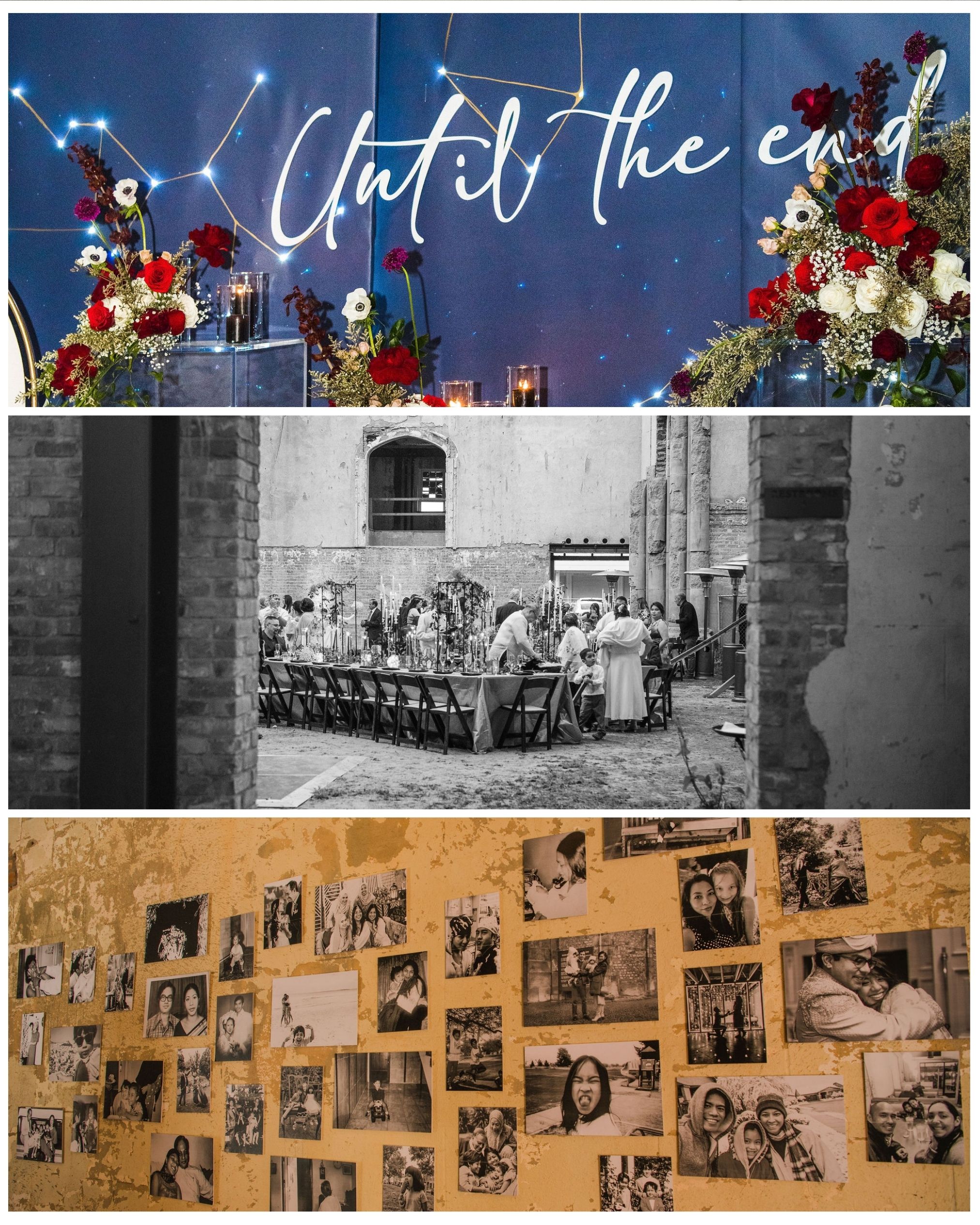 Monroe street abbey wedding reception decor Maha studios