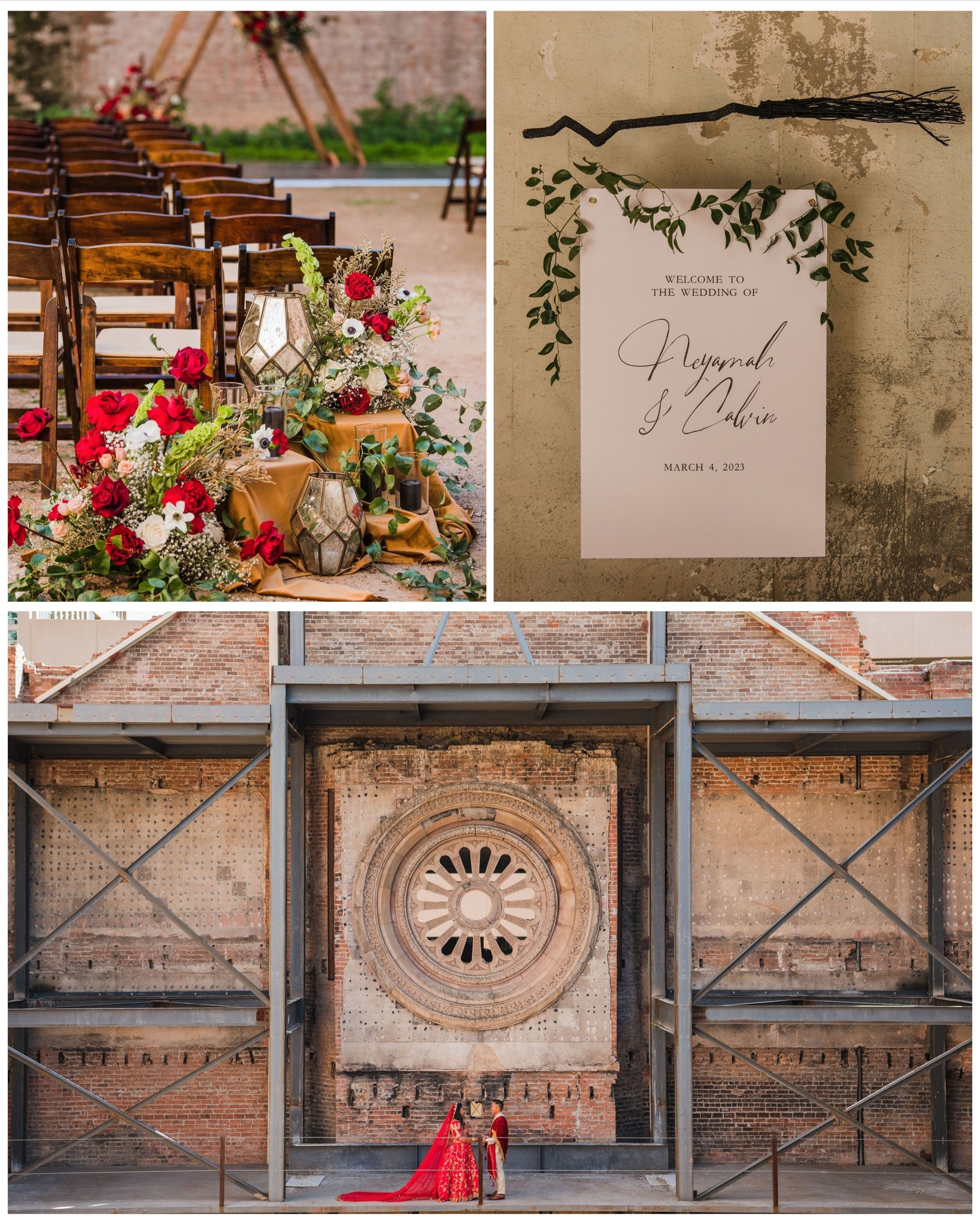 Monroe street abbey wedding ceremony decor